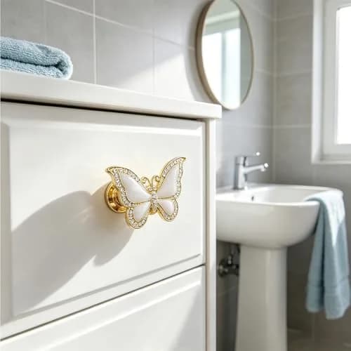 JfwuHap Gold Butterfly Knobs | Elegant Zinc Alloy Drawer Handles for Furniture (5.5cm x 3.5cm) thumbnail 4