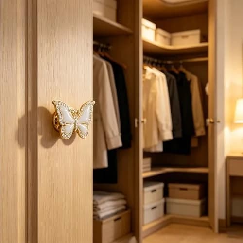 JfwuHap Gold Butterfly Knobs | Elegant Zinc Alloy Drawer Handles for Furniture (5.5cm x 3.5cm) thumbnail 7