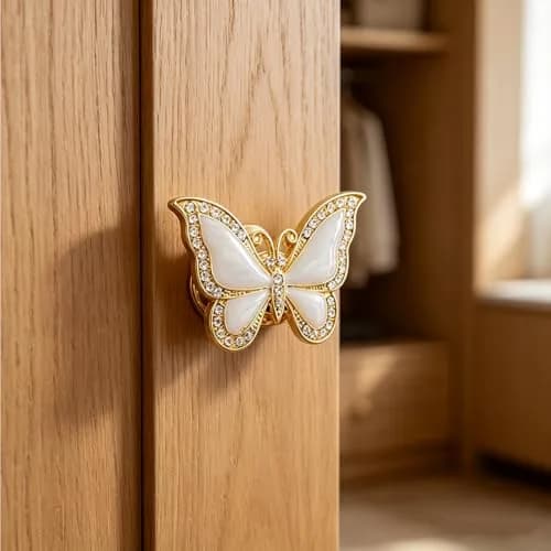JfwuHap Gold Butterfly Knobs | Elegant Zinc Alloy Drawer Handles for Furniture (5.5cm x 3.5cm) thumbnail 8