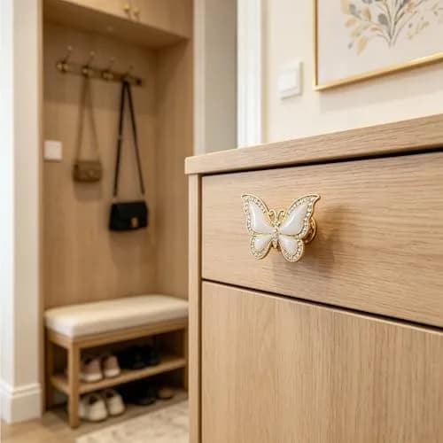 JfwuHap Gold Butterfly Knobs | Elegant Zinc Alloy Drawer Handles for Furniture (5.5cm x 3.5cm) thumbnail 3