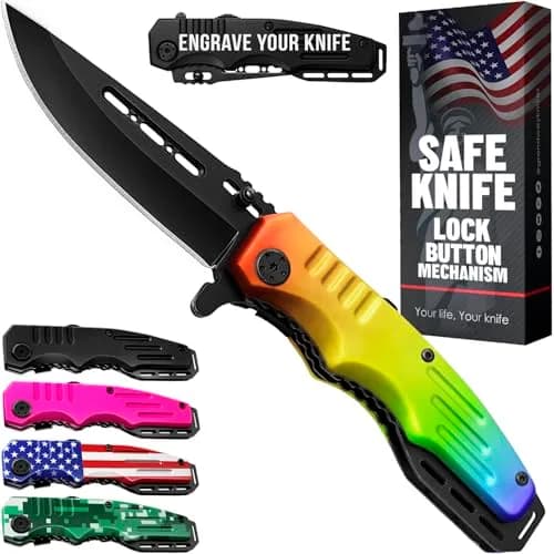 Grand Way Rainbow Pocket Knife - Colorful Folding Blade for Citrus & Kitchen Use | Sharp, Durable, Safe (70-120 chars) thumbnail 1