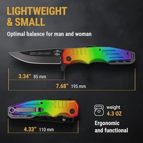 Grand Way Rainbow Pocket Knife - Colorful Folding Blade for Citrus & Kitchen Use | Sharp, Durable, Safe (70-120 chars) thumbnail 4