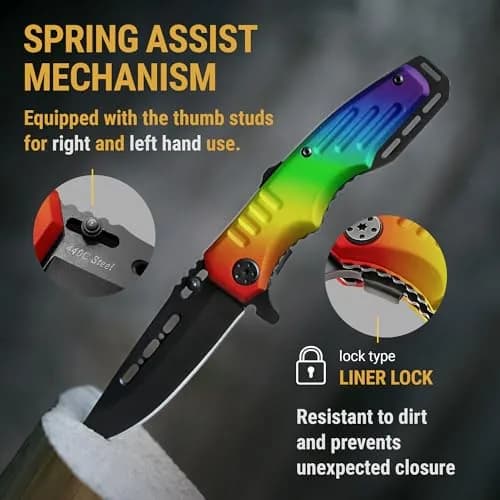 Grand Way Rainbow Pocket Knife - Colorful Folding Blade for Citrus & Kitchen Use | Sharp, Durable, Safe (70-120 chars) thumbnail 5