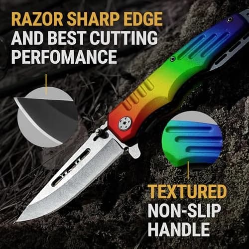 Grand Way Rainbow Pocket Knife - Colorful Folding Blade for Citrus & Kitchen Use | Sharp, Durable, Safe (70-120 chars) thumbnail 6