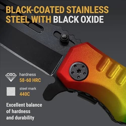 Grand Way Rainbow Pocket Knife - Colorful Folding Blade for Citrus & Kitchen Use | Sharp, Durable, Safe (70-120 chars) thumbnail 2