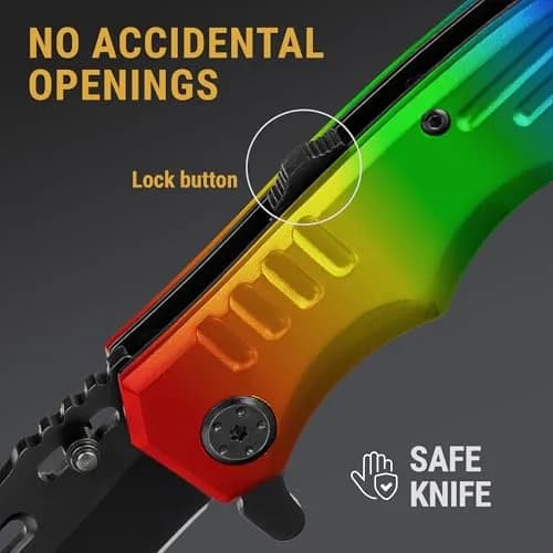 Grand Way Rainbow Pocket Knife - Colorful Folding Blade for Citrus & Kitchen Use | Sharp, Durable, Safe (70-120 chars) thumbnail 3