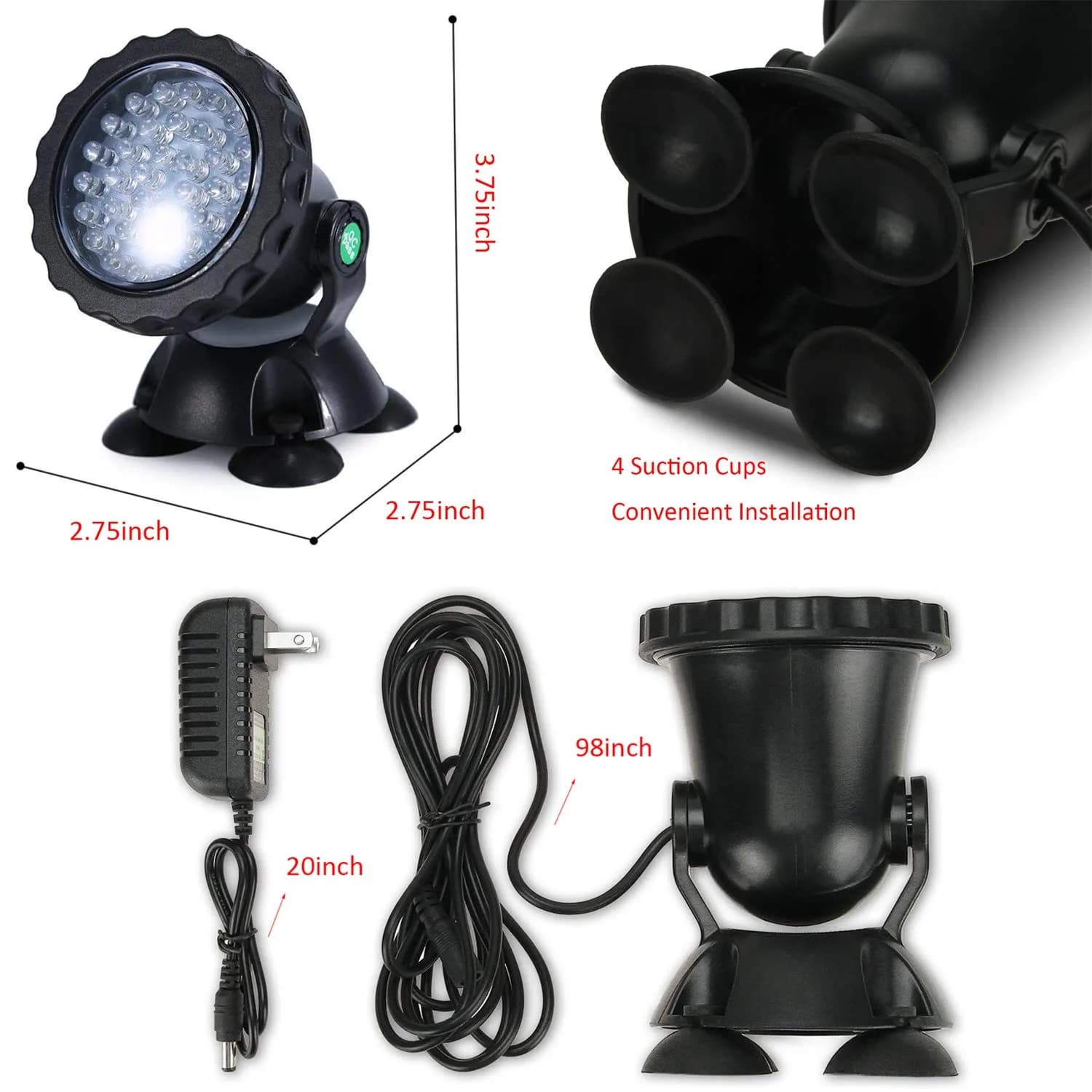 ZHGSERVU Submersible Pond Lights Color Changing LED Spotlights with Remote | 7.6 cm (3 in) Diameter - view 2