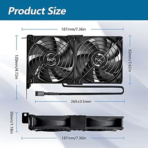 SCCCF Dual 92mm Graphic Card Fans | PCI Slot GPU Cooler, 65,000H Ball Bearing, Multi-Voltage, Universal Fit thumbnail 5