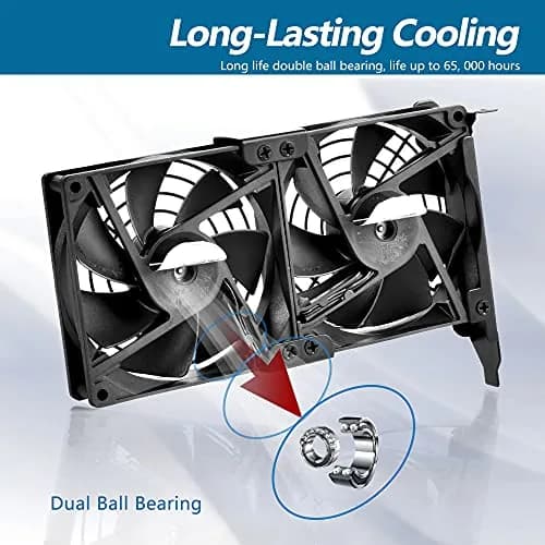 SCCCF Dual 92mm Graphic Card Fans | PCI Slot GPU Cooler, 65,000H Ball Bearing, Multi-Voltage, Universal Fit thumbnail 6