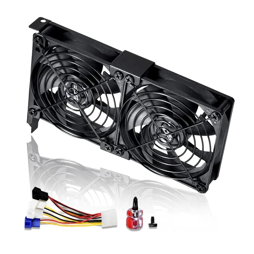 SCCCF Dual 92mm Graphic Card Fans | PCI Slot GPU Cooler, 65,000H Ball Bearing, Multi-Voltage, Universal Fit
