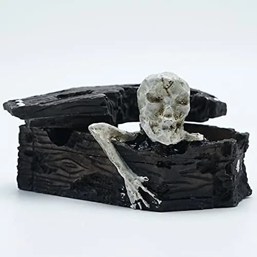 Kocris Casa Skull Coffin Aquarium Decoration 8.9cm (3.5") | Resin Cave House for Fish, Reptiles, and Terrariums thumbnail 4