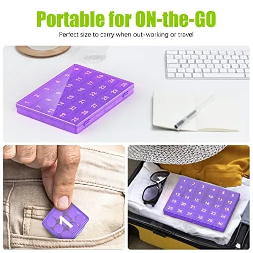 DOHIMGIO 30-Day Monthly Pill Organizer Box, Purple | Easy Open Large Compartments Portable Case for Travel thumbnail 6