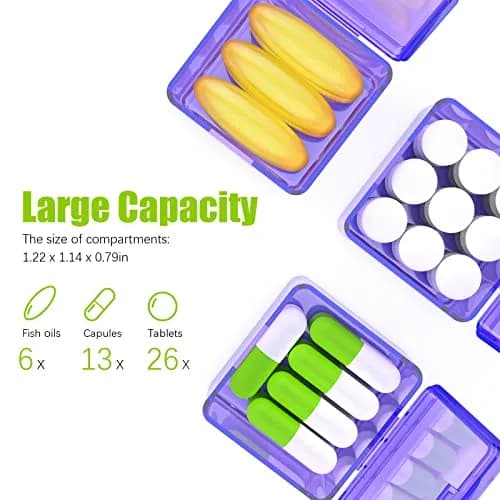 DOHIMGIO 30-Day Monthly Pill Organizer Box, Purple | Easy Open Large Compartments Portable Case for Travel thumbnail 3