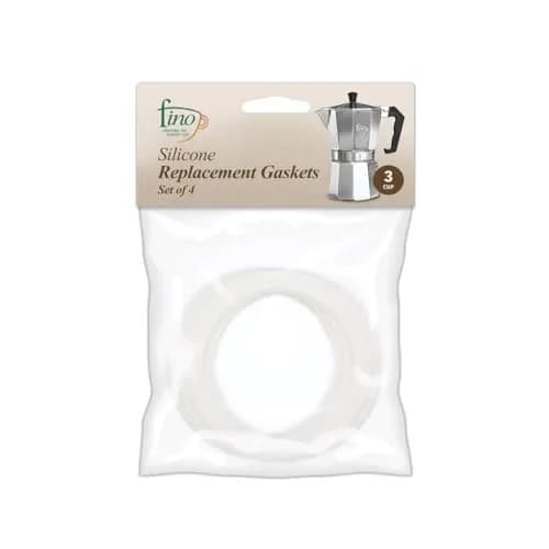 Fino Replacement Gasket for 3-Cup Stovetop Espresso Maker, Silicone, Set of 4 | Keeps Your Moka Pot Brewing Like New thumbnail 1