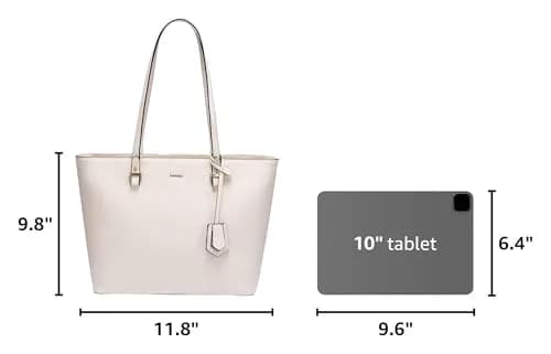 LOVEVOOK Women's Tote Bag Beige | Structured Vegan Leather, Large Capacity, Classic Style thumbnail 3