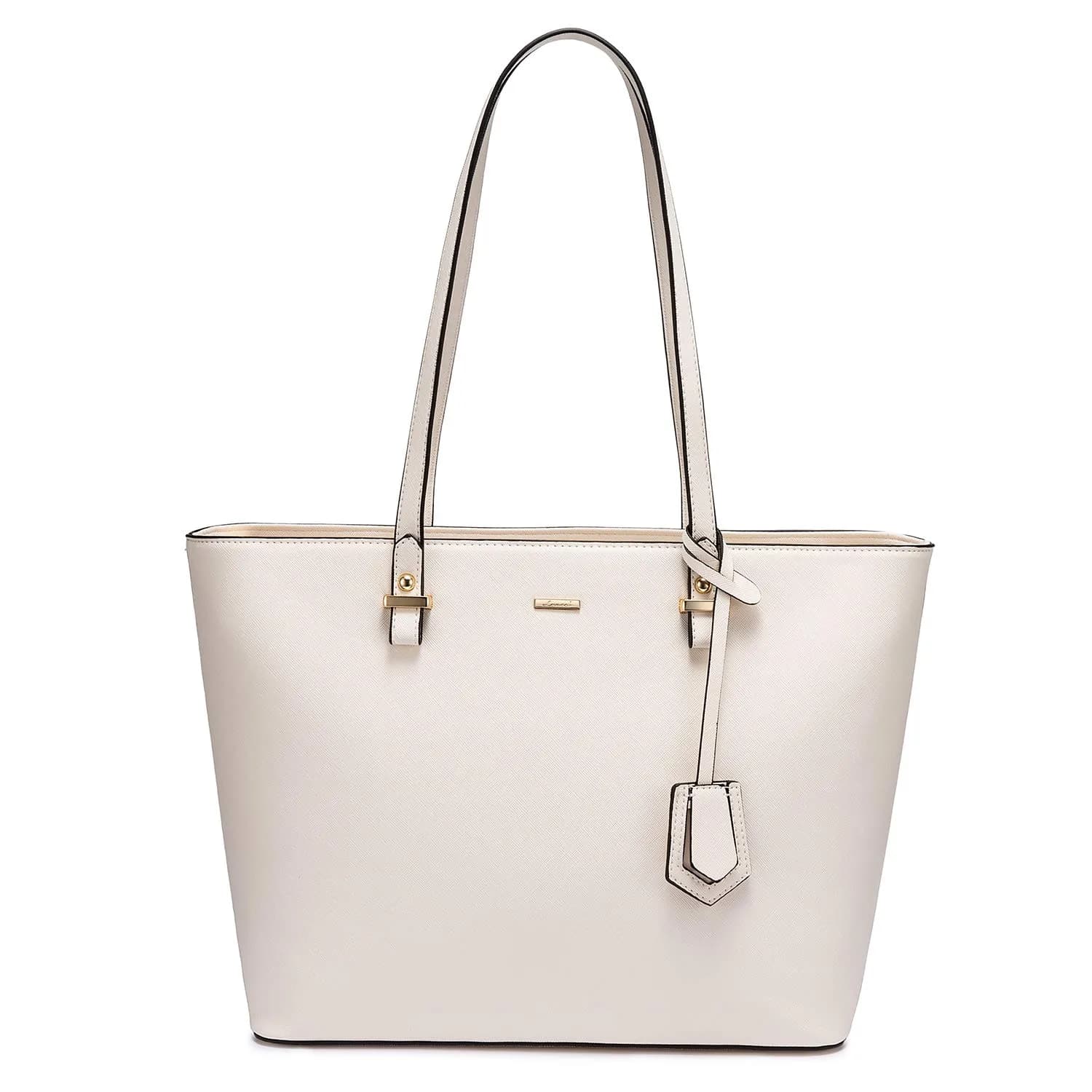LOVEVOOK Women's Tote Bag Beige | Structured Vegan Leather, Large Capacity, Classic Style - main product image