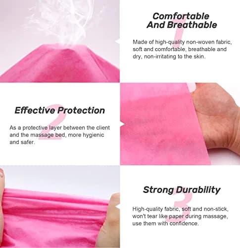 Tvvcalk Disposable Massage Table Sheets 71" x 31" Pink | Breathable Non-Woven Fabric for Spa & Salon thumbnail 3