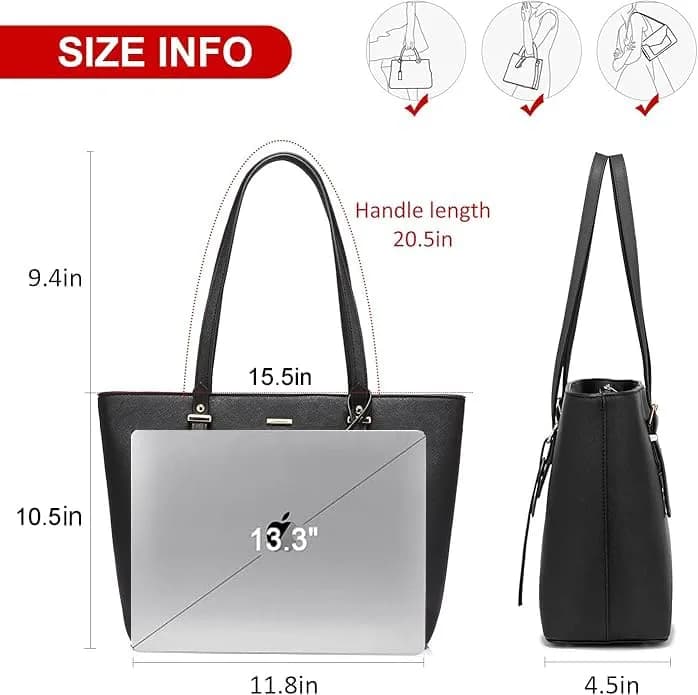 LOVEVOOK Women's Tote Bag with Top Handle | Anti-Scratch Faux Leather, Large Capacity, Classic Style thumbnail 9