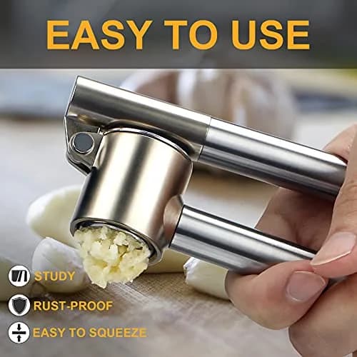 Roeene Garlic Press 304 Stainless Steel Heavy Duty | Easy Squeeze & Clean (6.4 in) thumbnail 4