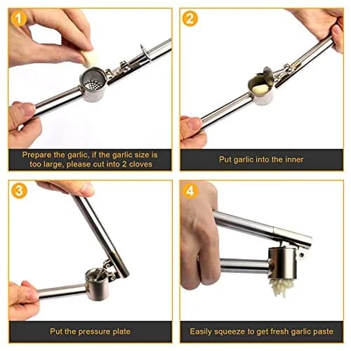Roeene Garlic Press 304 Stainless Steel Heavy Duty | Easy Squeeze & Clean (6.4 in) thumbnail 6
