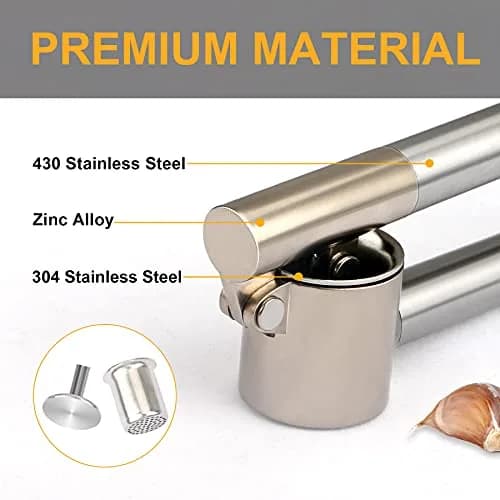 Roeene Garlic Press 304 Stainless Steel Heavy Duty | Easy Squeeze & Clean (6.4 in) thumbnail 2