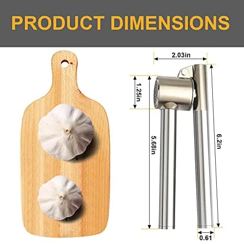 Roeene Garlic Press 304 Stainless Steel Heavy Duty | Easy Squeeze & Clean (6.4 in) thumbnail 3