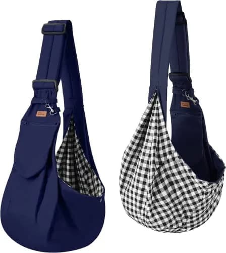Cuby Dog and Cat Sling Carrier - Reversible Pet Papoose Bag, Adjustable, Suitable for Small Dogs & Cats, 13"L x 8"W x 2.9"H | Soft Cotton thumbnail 6