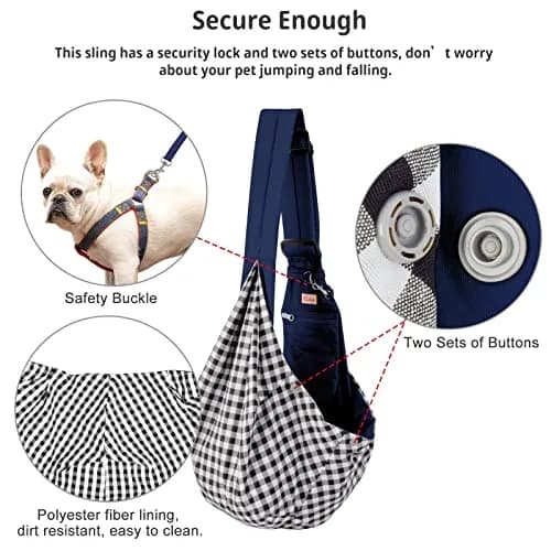 Cuby Dog and Cat Sling Carrier - Reversible Pet Papoose Bag, Adjustable, Suitable for Small Dogs & Cats, 13"L x 8"W x 2.9"H | Soft Cotton thumbnail 2