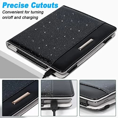 DMLuna Kindle Oasis Case, Fits 10th Gen 2019 & 9th Gen 2017, 7″, PU Leather Cover with Auto Sleep Wake, Card Slot, Hand Strap, Glitter Black | Premium Protection thumbnail 6