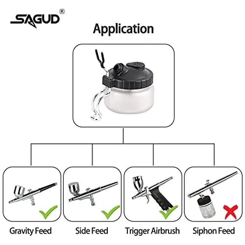 SAGUD Airbrush Cleaning Pot with Holder 10.6cm (4 inches) | Gravity Feed & Side Feed Airbrush Compatible thumbnail 5