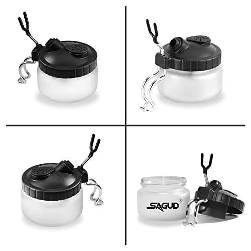 SAGUD Airbrush Cleaning Pot with Holder 10.6cm (4 inches) | Gravity Feed & Side Feed Airbrush Compatible thumbnail 3