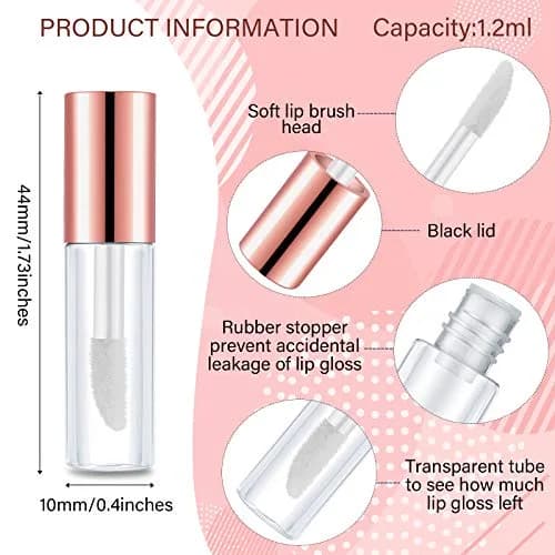 Patelai Clear Mini Lip Gloss Tubes 1.2 ml (Pack of 100) | DIY Cosmetic Containers for Travel thumbnail 2