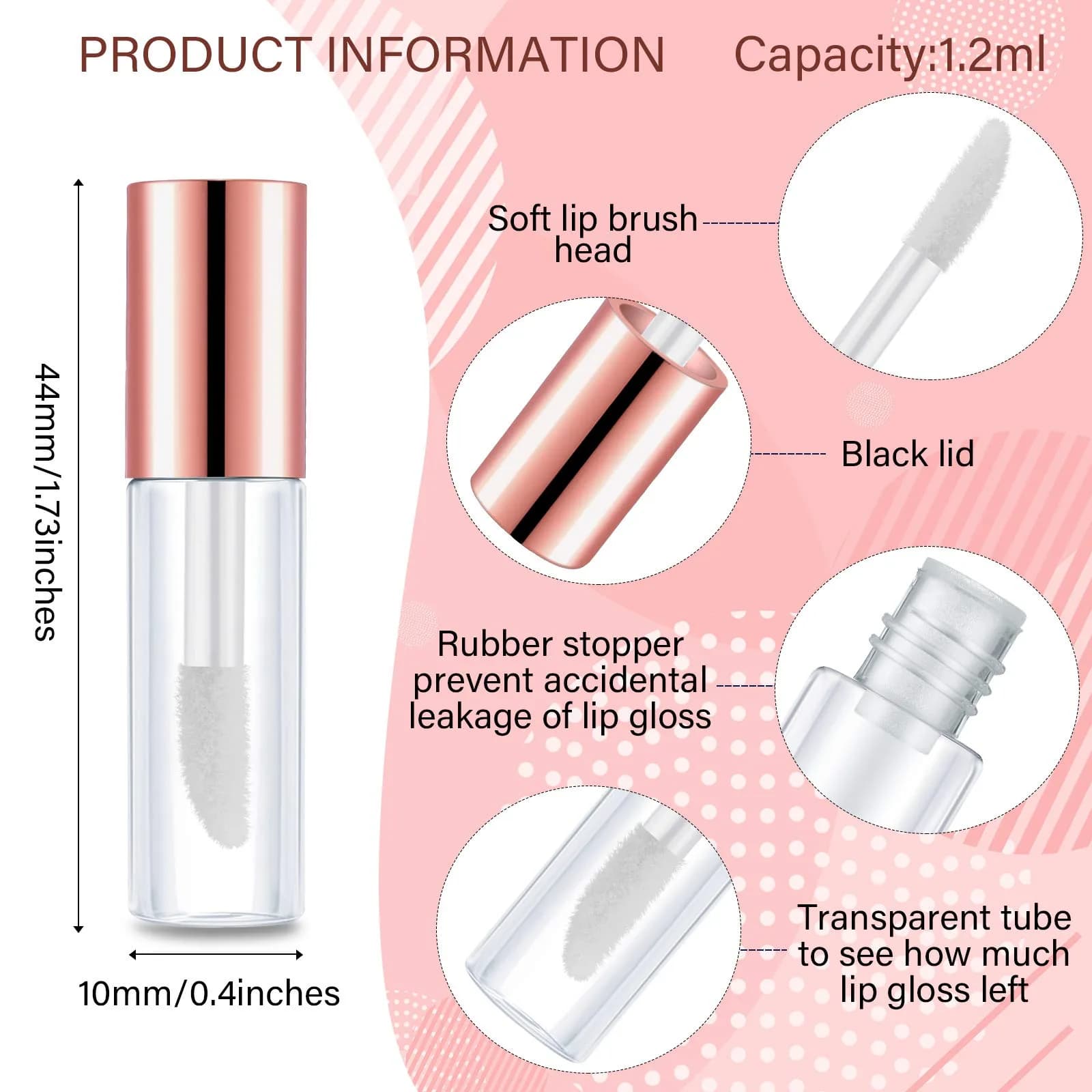 Patelai Clear Mini Lip Gloss Tubes 1.2 ml (Pack of 100) | DIY Cosmetic Containers for Travel - view 2