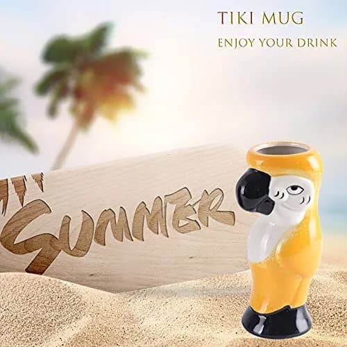 SUN GKOTTA Parrot Tiki Mugs Set of 2 - 25oz (740ml) Ceramic Cocktail Glasses | Fun Tropical Barware thumbnail 7