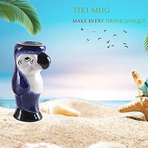 SUN GKOTTA Parrot Tiki Mugs Set of 2 - 25oz (740ml) Ceramic Cocktail Glasses | Fun Tropical Barware thumbnail 8