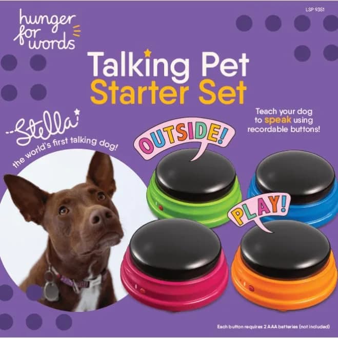 Hunger for Words Talking Pet Starter Set - Dog Buttons for Communication, 4 Recordable Buttons | Developed by Speech Therapist Christina Hunger thumbnail 2