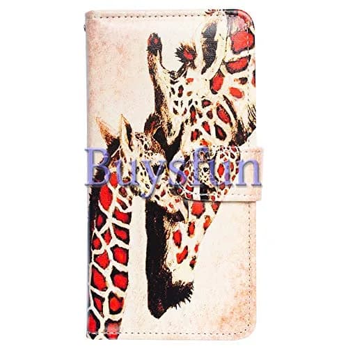 Bcov Galaxy A12 Giraffe Mother Baby Leather Flip Phone Case Wallet Cover with Card Slot Holder Kickstand | Unique Animal Pattern thumbnail 6