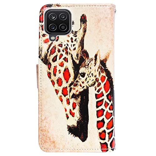 Bcov Galaxy A12 Giraffe Mother Baby Leather Flip Phone Case Wallet Cover with Card Slot Holder Kickstand | Unique Animal Pattern thumbnail 7