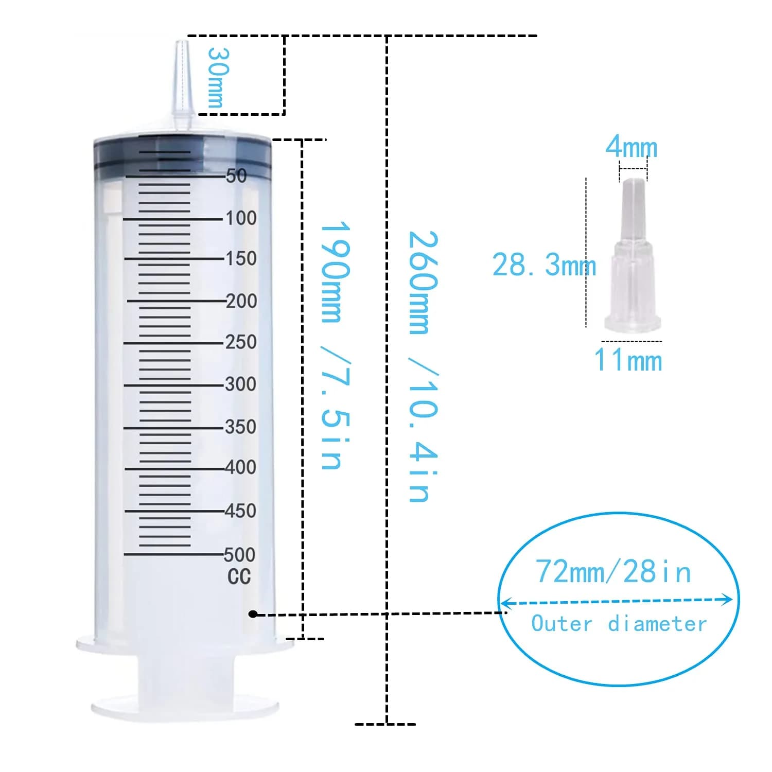 Ulove Prs 500ml Plastic Sterile Syringe (1 Pack) - Large Capacity for Labs & Dispensing - view 3
