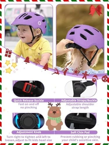 XJD Toddler Helmet for Kids - Light Purple, Small (52-56 cm) - Multi-Sport Adjustable thumbnail 4