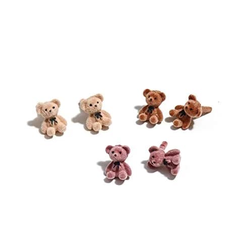 Pingyongchang Plush Bear Stud Earrings | Cute Cartoon Animal Jewelry for Women thumbnail 1