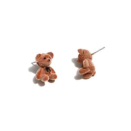 Pingyongchang Plush Bear Stud Earrings | Cute Cartoon Animal Jewelry for Women thumbnail 2