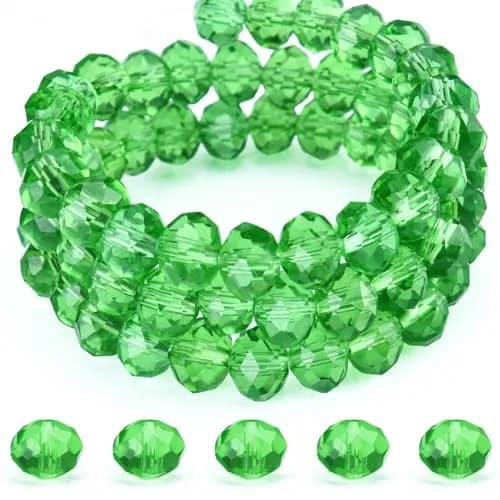 Dowarm 100pcs 10mm Crystal Glass Briolette & Rondelle Beads for Jewelry Making, Crafts & Home Decor (Green, 10MM) | Faceted Crystal Beads for DIY Jewelry thumbnail 1