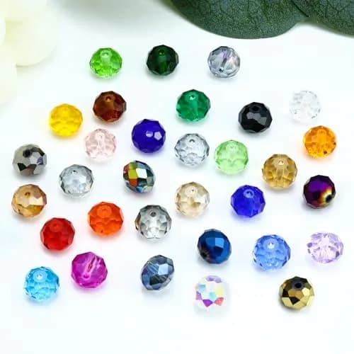 Dowarm 100pcs 10mm Crystal Glass Briolette & Rondelle Beads for Jewelry Making, Crafts & Home Decor (Green, 10MM) | Faceted Crystal Beads for DIY Jewelry thumbnail 4