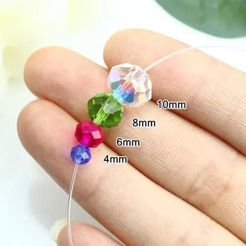 Dowarm 100pcs 10mm Crystal Glass Briolette & Rondelle Beads for Jewelry Making, Crafts & Home Decor (Green, 10MM) | Faceted Crystal Beads for DIY Jewelry thumbnail 3