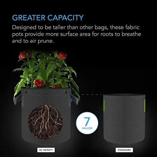 AC Infinity Heavy-Duty 7 Gallon Fabric Pots, 5-Pack | Air-Pruning Grow Bags for Healthy Roots thumbnail 3