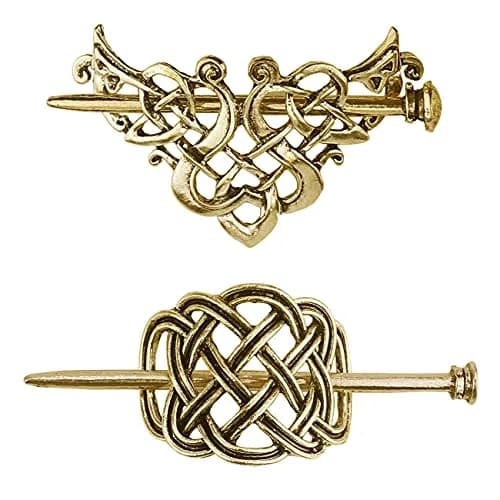 Tinsow Silver Celtic Hair Slides | Minimalist Claw Hair Barrettes for Women (2 Pack, Style C H -New) thumbnail 1