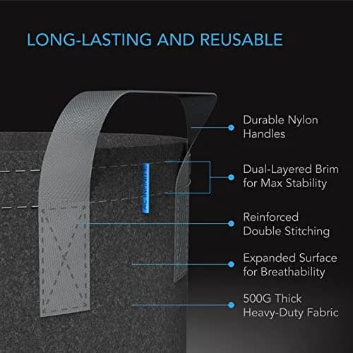 AC Infinity 3 Gallon Fabric Pots | Heavy-Duty Grow Bags for Plants in India thumbnail 4