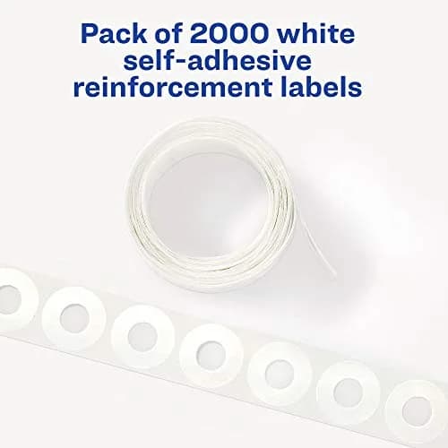 Avery Self-Adhesive Hole Reinforcement Stickers, White, 2000 Labels (2-Pack) thumbnail 2