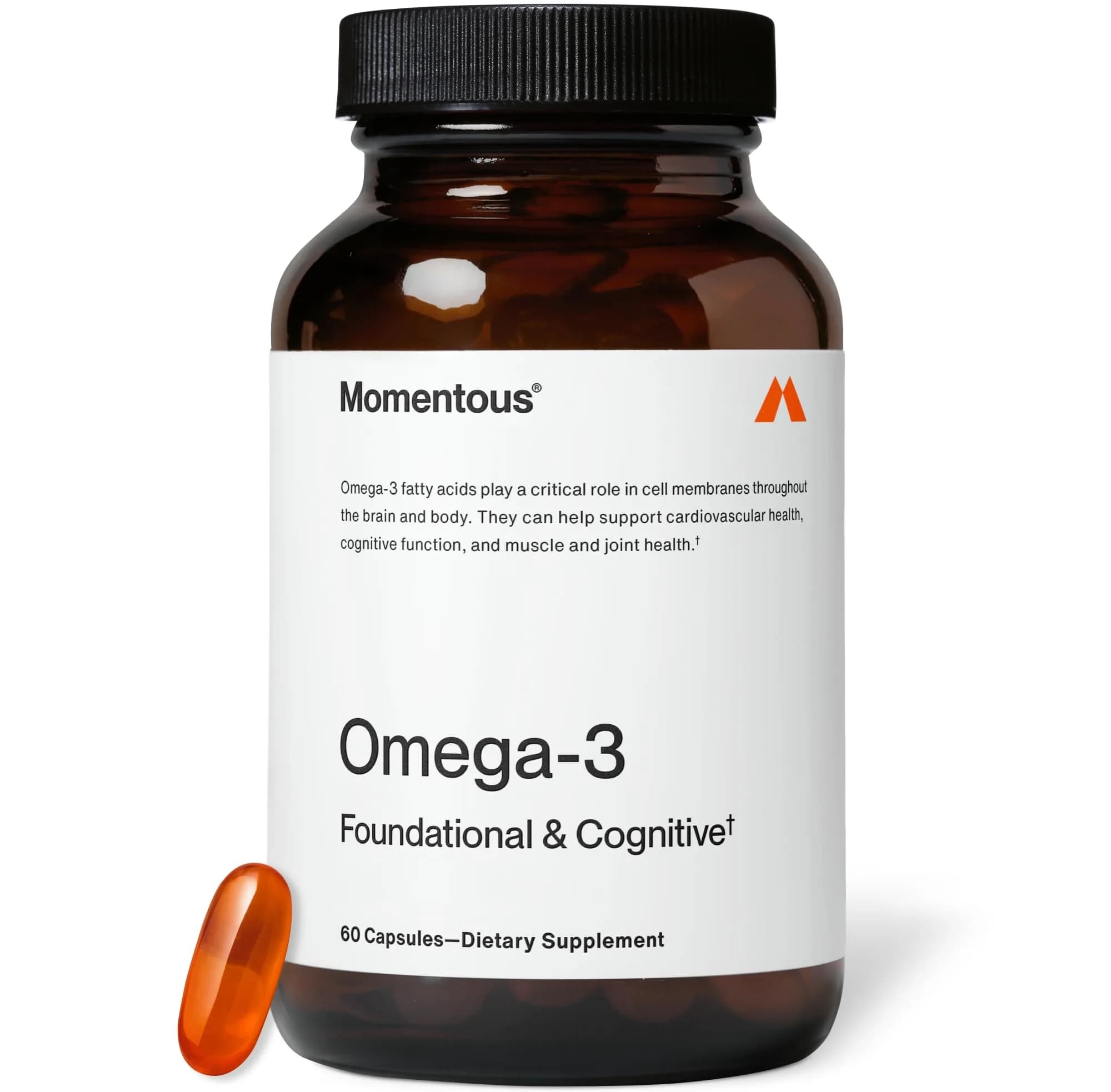 Momentous Omega-3 Fish Oil 1600mg | EPA & DHA Supplement, No Aftertaste, Unisex — Red